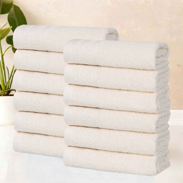 SUPERIOR 12-Piece Honeycomb Cotton Absorbent Face Towel Set Superior