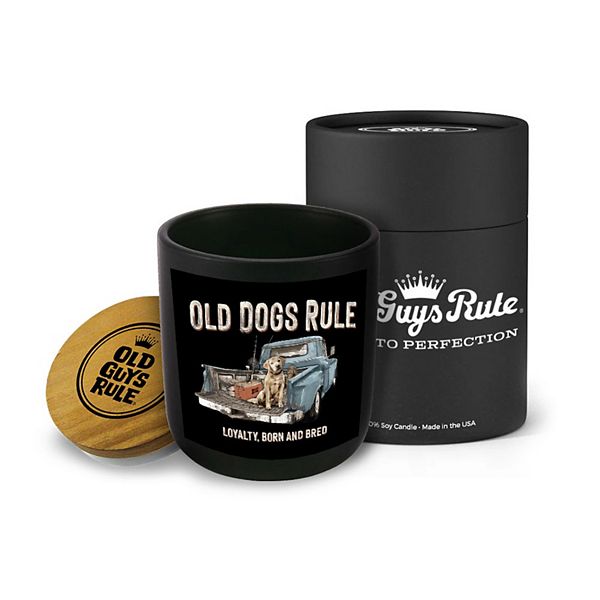 Old Guys Rule Old Dogs Rule - 14-oz Candle Jar - Book Club Old Guys Rule