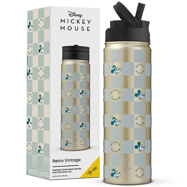 JoyJolt Disney's Mickey & Minnie Mouse Retro Vintage Stainless Steel Water Bottle JoyJolt