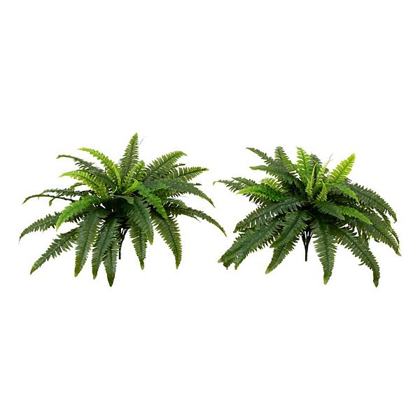 nearly natural 21-in. UV Resistant Artificial Boston Fern Table Decor 2-piece Set Nearly Natural