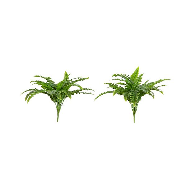 nearly natural 14-in. UV Resistant Artificial Boston Fern Pick 2-piece Set Nearly Natural