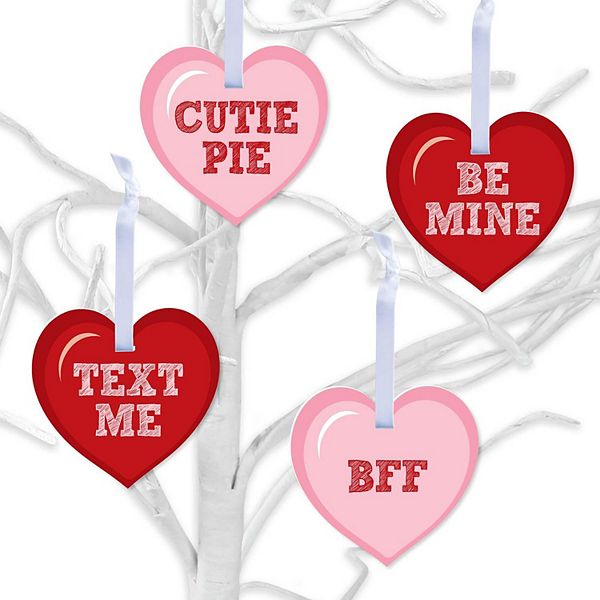 Big Dot of Happiness Conversation Hearts - Valentine's Day Decorations - Tree Ornaments - Set of 12 Big Dot of Happiness