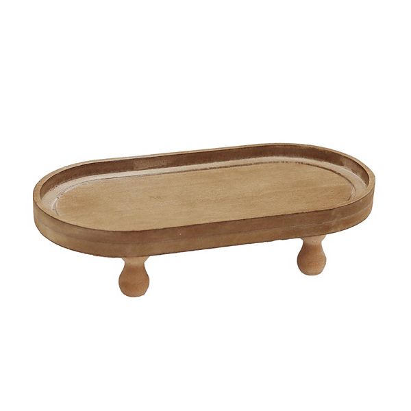 Parisloft Oval Wood Tray Riser, Brown, (9.3 x 4.7 x 2.2 inches) Parisloft