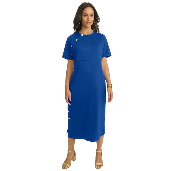 Jessica London Women's Plus Size Side Button Midi Dress Jessica London