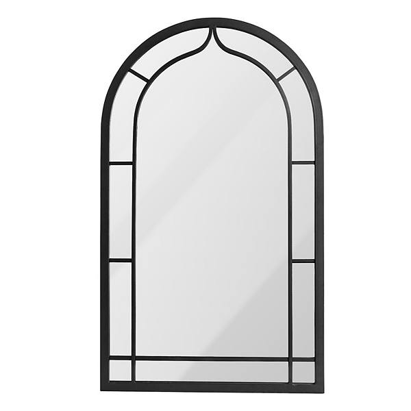 Glitzhome 33.07"H Oversized Black Metal/Glass Arched Wall Mirror Glitzhome