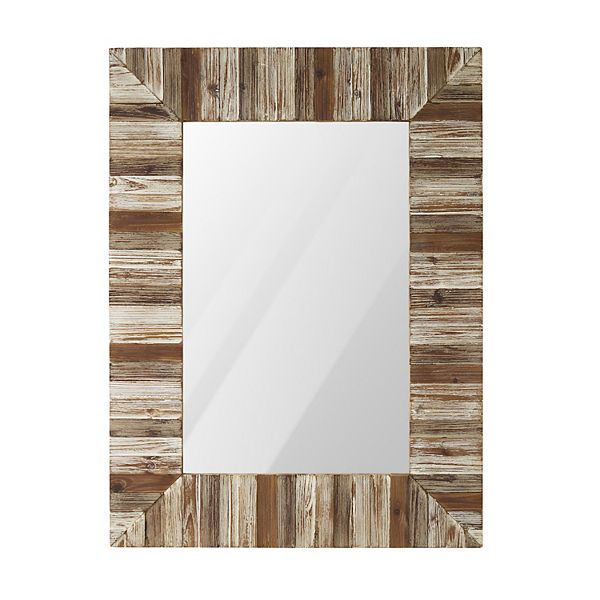 Glitzhome 39.70"L Farmhouse Rectangle Wooden Frame Wall Mirror Glitzhome