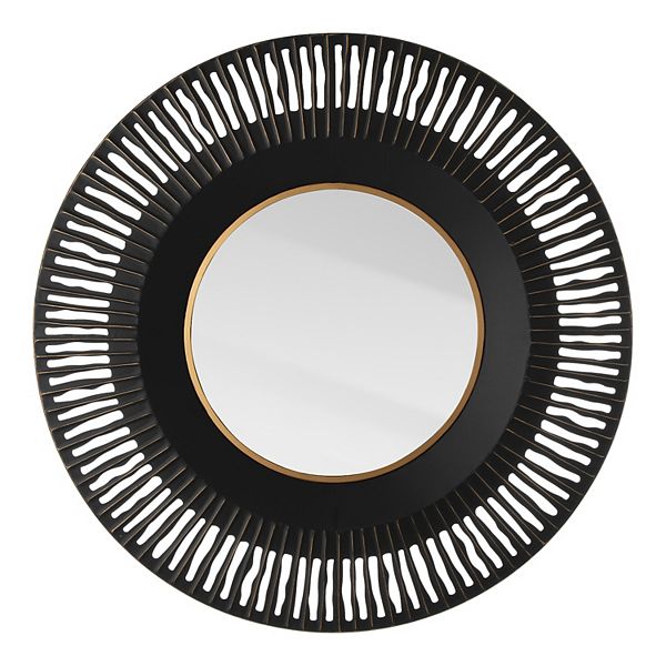 Glitzhome 35"D Vintage Industrial Metal Round Wall Mirror Decor Glitzhome