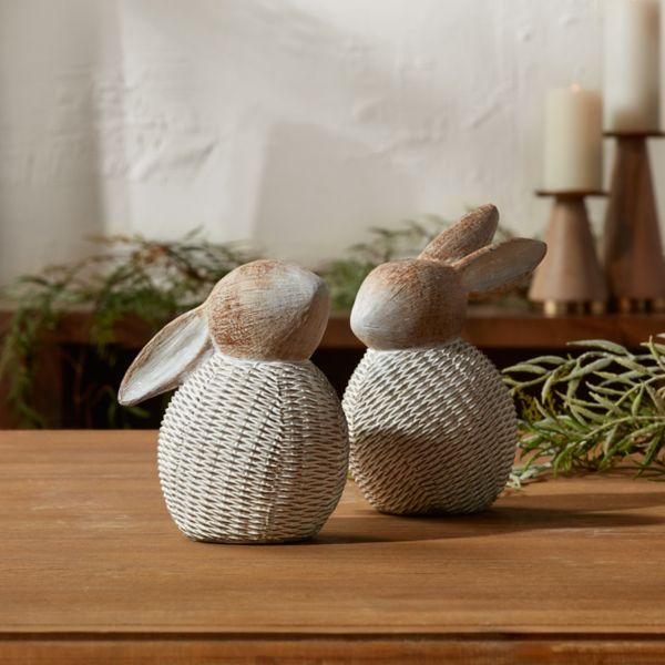 Melrose 2-Piece Wicker Bunny Figurine Table Decor Melrose