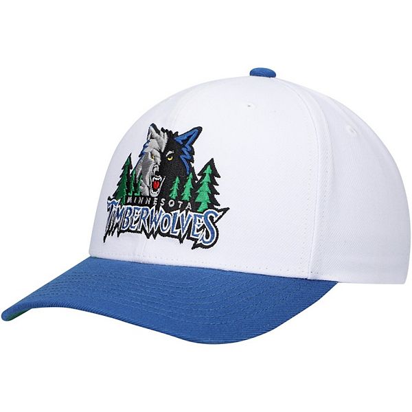 Men's Mitchell & Ness White/Blue Minnesota Timberwolves Hardwood Classics Core 2-Tone 2.0 Pro Snapback Hat Unbranded