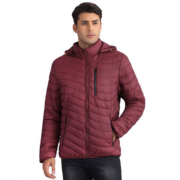 Hooded Puffer Jackets for Men's Winter Warm Zipper Down Jacket Detachable Hood Padded Coat Lars Amadeus