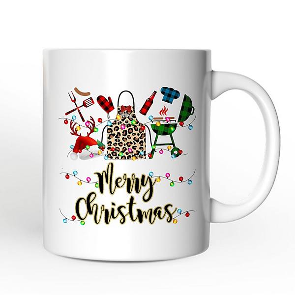 BBQ Buffalo Plaid Christmas Mug, Barbecue Gift OrnamentallyYou