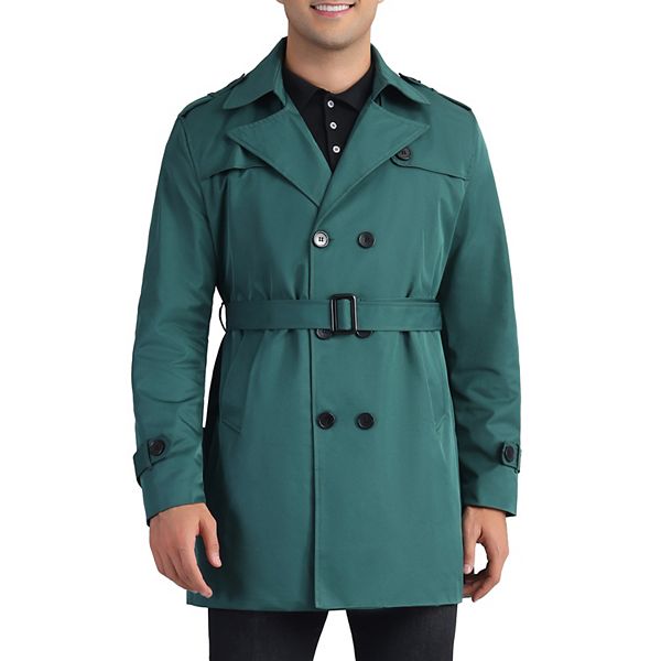 Business Trench Coat for Men's Double Breasted Notched Lapel Long Jacket Windbreaker Overcoats Lars Amadeus