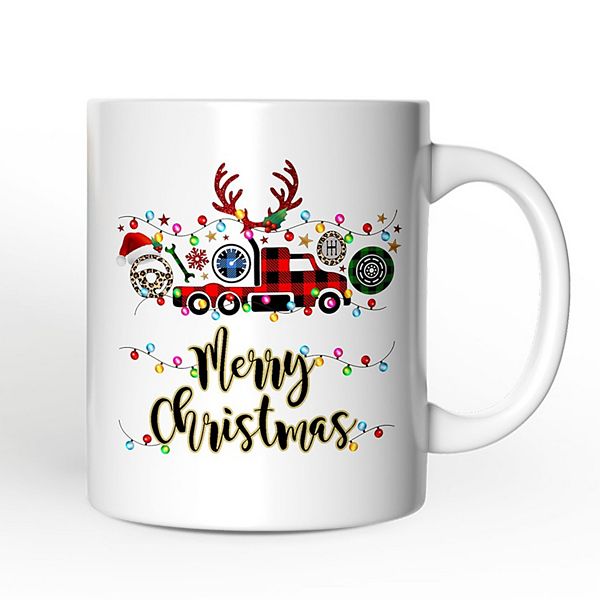 Truck Driver and Logistics Buffalo Plaid Christmas Mug, Freight Delivery and Dispatcher OrnamentallyYou