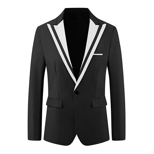 Formal Sport Coats for Men's Business Color Block Peak Lapel Prom Blazers Lars Amadeus