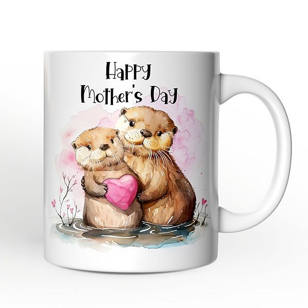 Cute Otters Mother’s Day Themed Mug, Art Animal Mom and Daughter Gift OrnamentallyYou