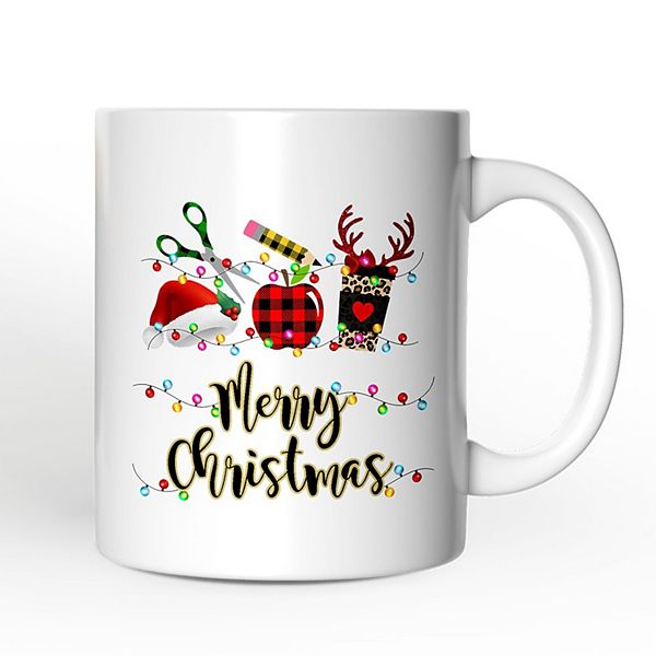 Merry Christmas Plaid Teacher Mug, School Professional Gift OrnamentallyYou