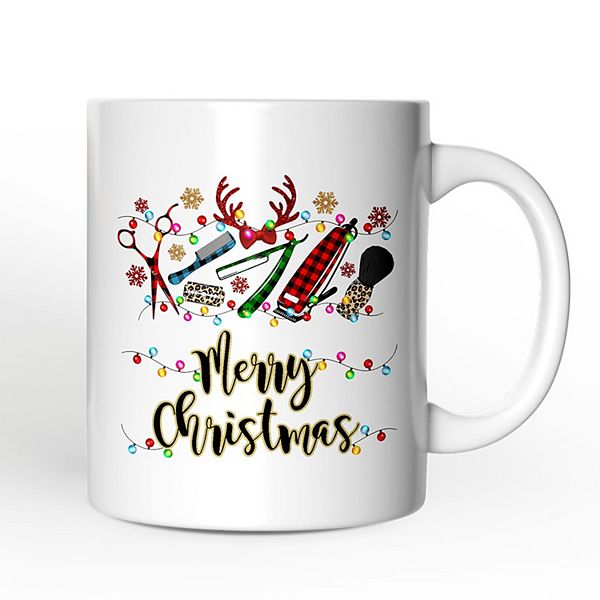 Barber Buffalo Plaid Christmas Mug, Barbershop Gift OrnamentallyYou