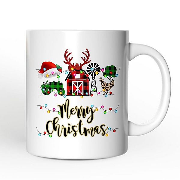 Farm Buffalo Plaid Christmas Mug, Farmhouse Gift OrnamentallyYou