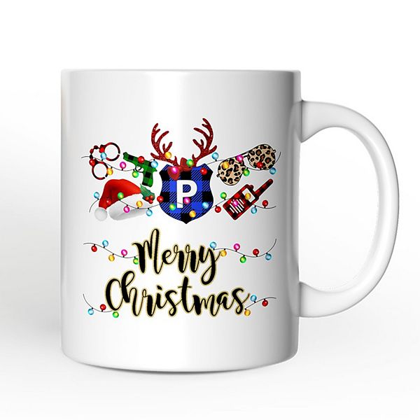 Police Officer Christmas Buffalo Plaid Mug Christmas OrnamentallyYou