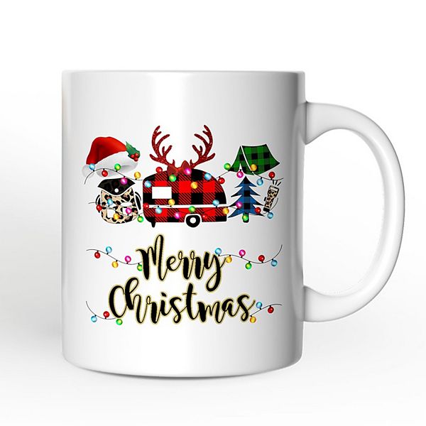 Camp Buffalo Plaid Christmas Mug, Camping Friends Gift OrnamentallyYou