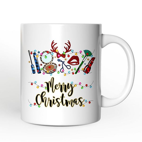 Makeup Artist Buffalo Plaid Christmas Mug, Cosmetologist Beauty and Cosmetics Gift OrnamentallyYou