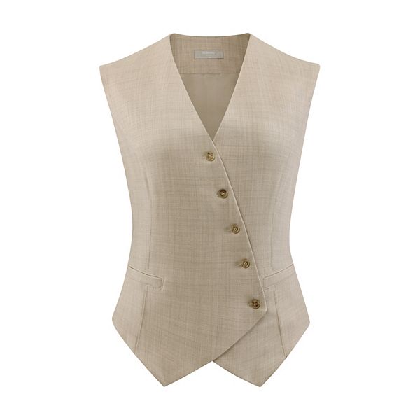 Women's Button Down Vest Casual Office V Neck Sleeveless Waistcoat Jacket Inspire Chic