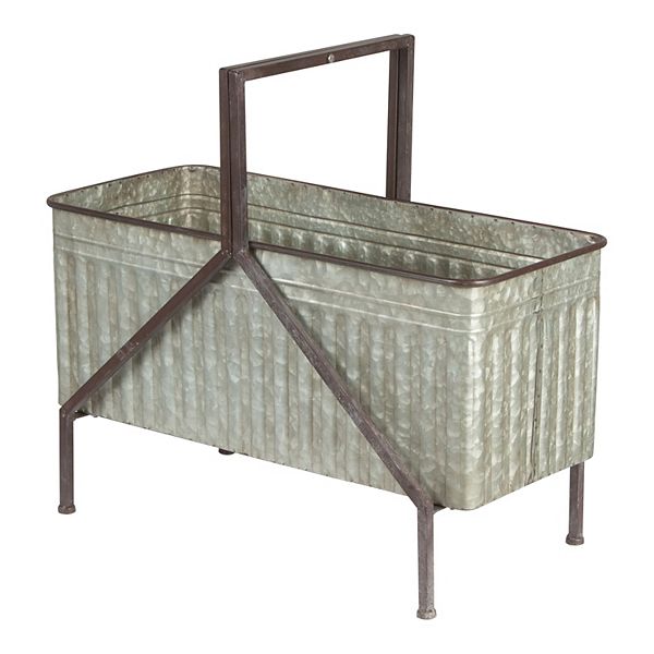 Storied Home Storage Bucket on Stand with Handle & Distressed Finish Storied Home