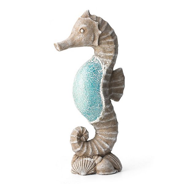 Glitzhome Elegant MGO Marine Faux Granite and Mosaic Sea Horse Statue Glitzhome