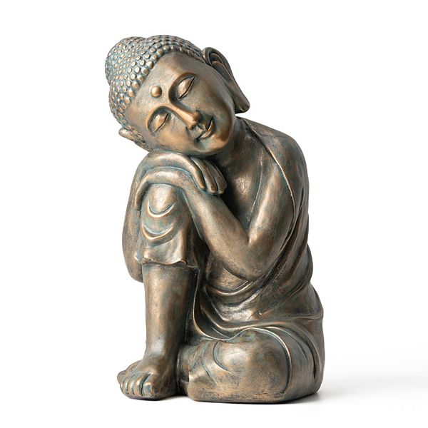 Glitzhome Zen-Style MGO Faux Bronze Resting Buddha Garden statue Glitzhome