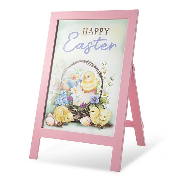 Glitzhome 24"H Easter Wooden Chicks Easel Porch Sign Glitzhome