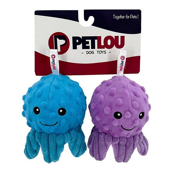 Petlou Octopus EZ Squeaky Dog Toy - Set of 2 (4-inch) Petlou