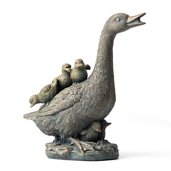 Glitzhome Weather-resistant Resin Faux Bronze Duck Garden Statue Glitzhome