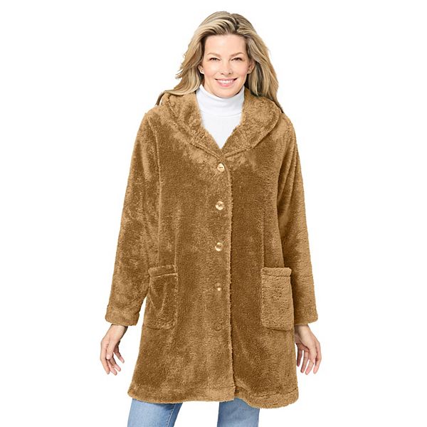 Woman Within Women's Plus Size Swing Fleece Coat Woman Within