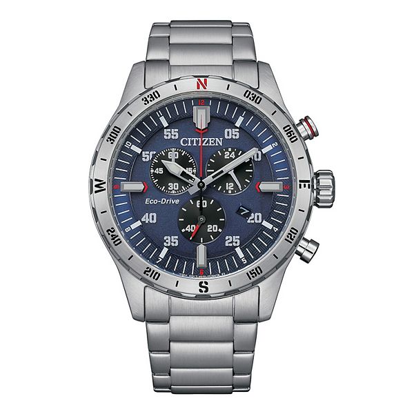 Citizen Men's Eco-Drive Stainless Steel Blue Accent Chronograph Bracelet Watch - AT2520-89L Citizen