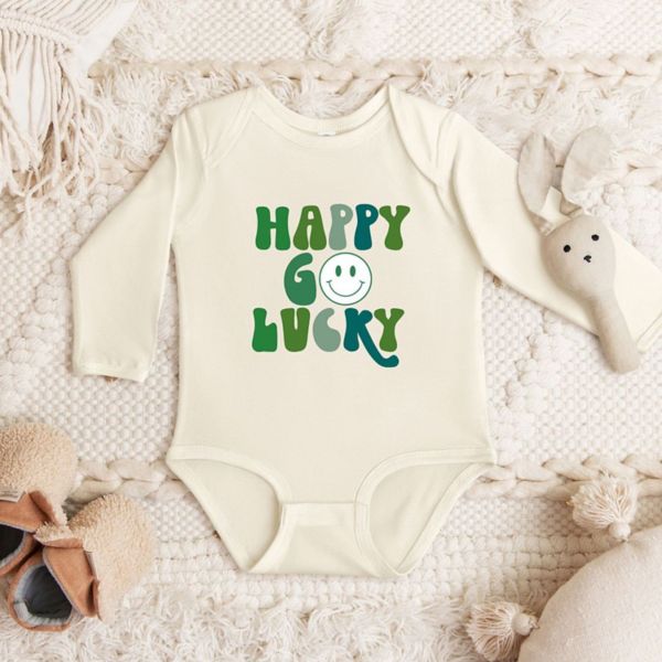 Happy Go Lucky Smiley Face Baby Long Sleeve Bodysuit The Juniper Shop