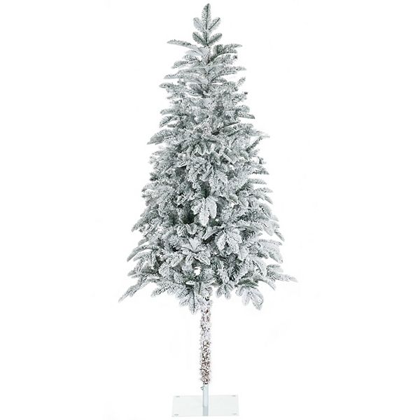 6ft Tall Flocked Artificial Christmas Tree Holiday Décor With 226 Snow Branches HomCom