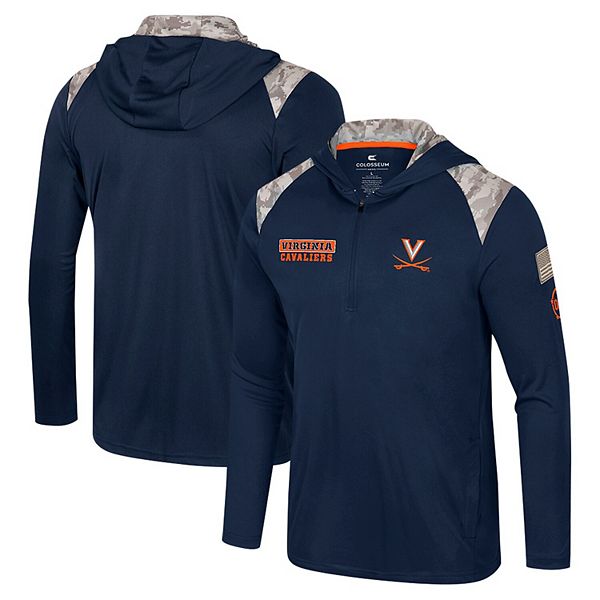 Men's Colosseum Navy Virginia Cavaliers OHT Military Appreciation Quarter-Zip Hoodie Jacket Colosseum