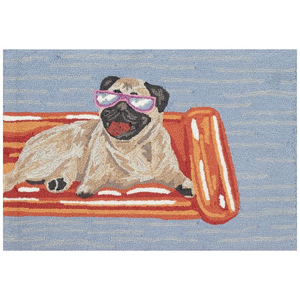 Liora Manne Front Porch Pool Party Pug Indoor / Outdoor Area Rug Liora Manne