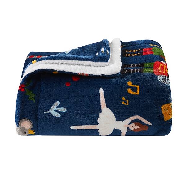 Madelinen® Holiday Printed Plush to Sherpa Throw Blanket Madelinen