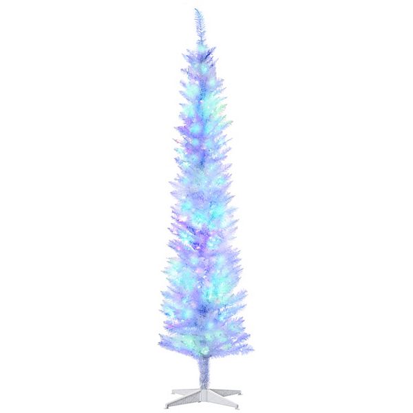 7ft Pencil Prelit Artificial Christmas Tree With 500 Colorful Surface Branches HomCom