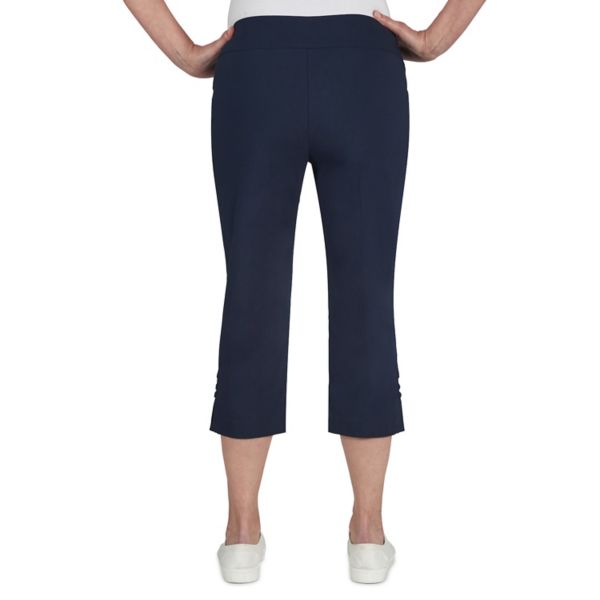 Hearts Of Palm Plus Size Essentials Solid Pull-on Capri Pants With Detailed Split Hem Hearts Of Palm