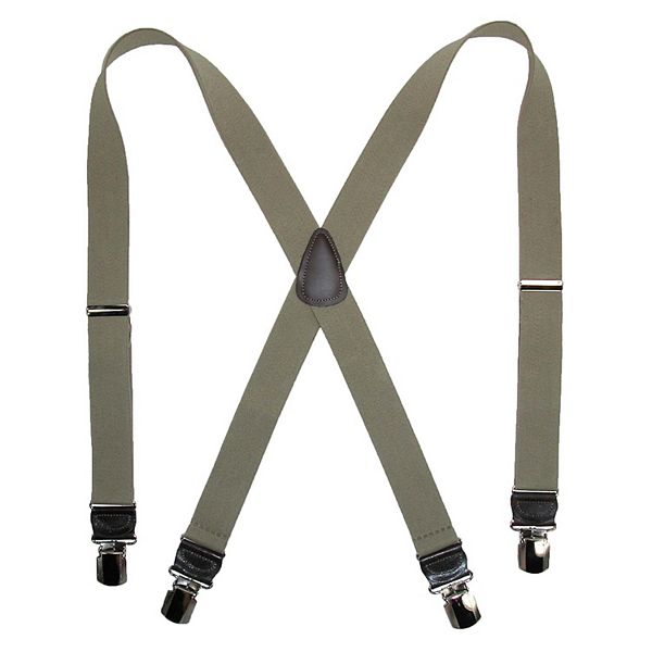 Men's Elastic Anti Slip Pin Clip Suspenders With Leather Drop Tabs Ctm