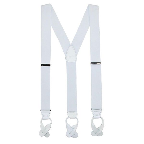 Men's Big & Tall Elastic Button End Dress Suspenders With Silver Hardware Ctm