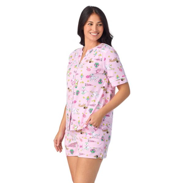 Women's Cuddl Duds® Short Sleeve Split Neck Pajama Top and Pajama Shorts Set Cuddl Duds