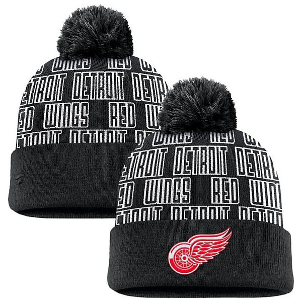 Men's Fanatics Black Detroit Red Wings Fundamental Empty Net Cuffed Knit Hat with Pom Fanatics Brands - White Label