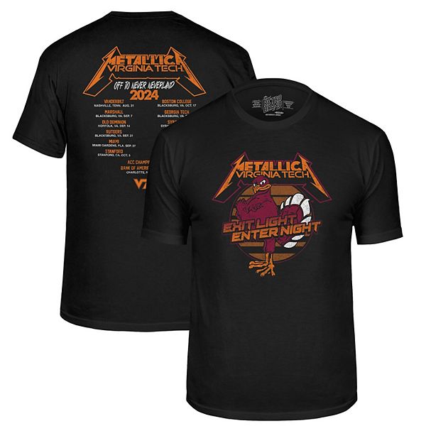 Мужская черная футболка Retro Original Brand Virginia Tech Hokies с графикой Metallica, короткие рукава Original Retro Brand