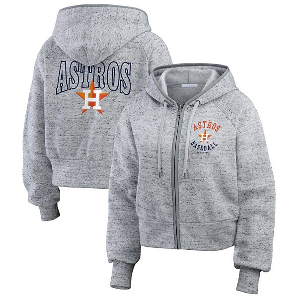 Women's WEAR by Erin Andrews  Heather Gray Houston Astros Speckled Fleece Cropped Full-Zip Hoodie WEAR by Erin Andrews