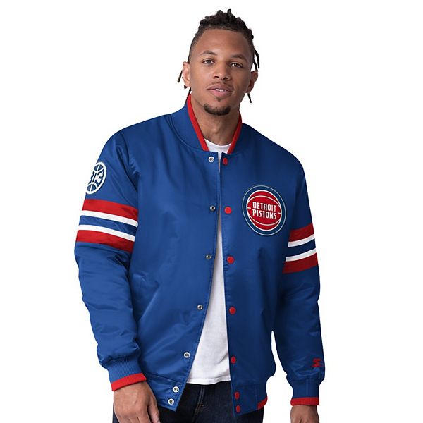 Men's Starter Royal Detroit Pistons Scout Varsity Satin Full-Snap Jacket Starter