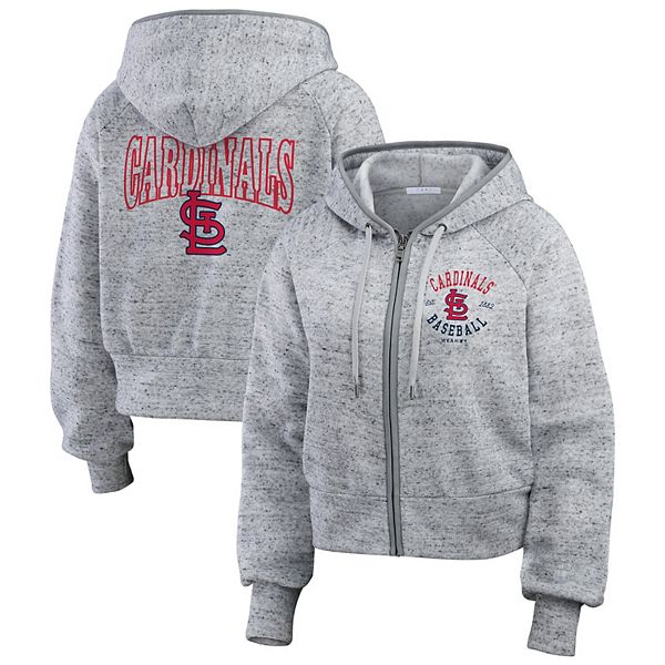 Women's WEAR by Erin Andrews  Heather Gray St. Louis Cardinals Speckled Fleece Cropped Full-Zip Hoodie WEAR by Erin Andrews