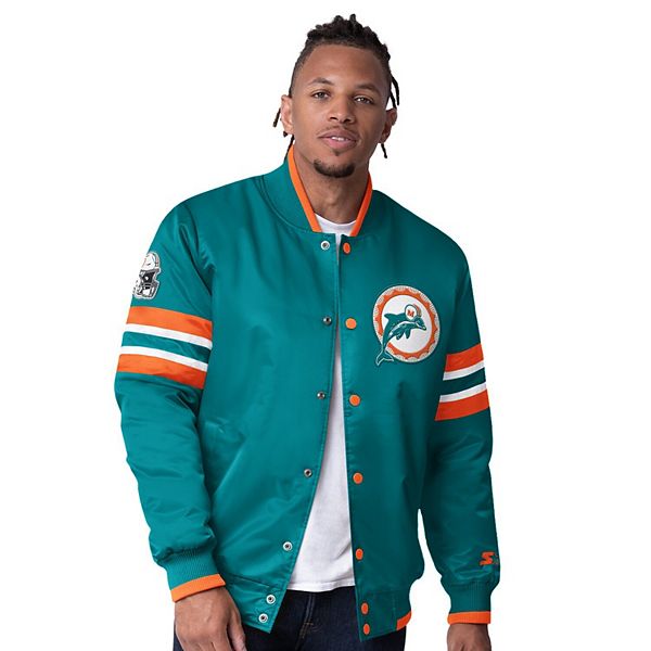 Men's Starter  Aqua Miami Dolphins Vintage Logo Scout I Full-Snap Varsity Jacket Starter